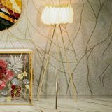 Lampada da terra Millefleur, 46x46 h147 cm, Bianco e Oro
