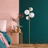 Lampada da Terra oro Bianco Paralume Attacco e 14 max 40 w, Interruttore Connessione Diretta - Mannelli