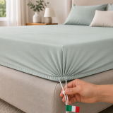Lenzuolo Singolo blu Cadetto Sistema di Fissaggio Brevettato Antiscivolo, Cordini Regolabili con Clip di Tensione - Diletto Luxury