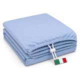 Lenzuolo Singolo blu Fiordaliso Sistema di Fissaggio Brevettato Antiscivolo, Cordini Regolabili con Clip di Tensione - Diletto Luxury
