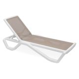 Lettino Prendisole Bianco Beige Impilabile, Regolabile 4 Posizioni Peso Supportato 120 kg 191x57x90h cm, Schienale Regolabile Made in Italy - Rochelle
