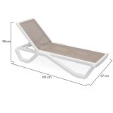 Lettino Prendisole Bianco Beige Impilabile, Regolabile 4 Posizioni Peso Supportato 120 kg 191x57x90h cm, Schienale Regolabile Made in Italy - Rochelle