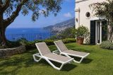 Lettino Prendisole Bianco Beige Impilabile, Regolabile 4 Posizioni Peso Supportato 120 kg 191x57x90h cm, Schienale Regolabile Made in Italy - Rochelle