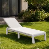 Lettino Prendisole Bianco Finitura Quadrettata Peso Supportato 110 kg 58x188x29h cm, Schienale Regolabile - Shawinigan