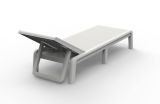 Lettino Prendisole Bianco Finitura Quadrettata Peso Supportato 110 kg 58x188x29h cm, Schienale Regolabile - Shawinigan