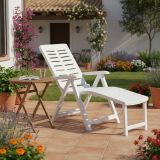 Lettino Prendisole Bianco Pieghevole con Poggiapiedi Peso Supportato 120 kg 60x60x109h cm, Schienale Regolabile Made in Italy - Henagar