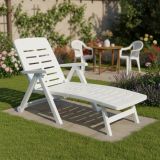 Lettino Prendisole Bianco Ruote Pieghevole 189x72x96h cm, Peso Supportato 120 kg Made in Italy - Noahs