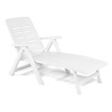 Lettino Prendisole Bianco Ruote Pieghevole 189x72x96h cm, Peso Supportato 120 kg Made in Italy - Noahs