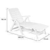 Lettino Prendisole Bianco Ruote Pieghevole 189x72x96h cm, Peso Supportato 120 kg Made in Italy - Noahs