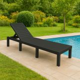 Lettino prendisole Caserta, Sdraio da giardino regolabile, Lettino da esterno, 100 % Made in Italy, 195x65h78 cm, Antracite