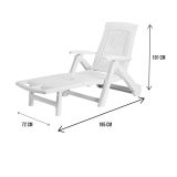 Lettino prendisole Livorno, Sdraio da giardino regolabile con ruote, Lettino da esterno, 100 % Made in Italy, Cm 195x72h101, Bianco