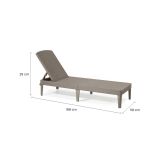 Lettino prendisole Marsicana, Sdraio da giardino, Letto pieghevole outdoor, Sedia reclinabile, 188x58 h29 cm, Tortora