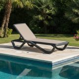 Lettino Prendisole Nero Antracite Beige Impilabile, Regolabile 4 Posizioni Peso Supportato 120 kg 191x57x90h cm, Schienale Regolabile Made in Italy