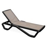 Lettino Prendisole Nero Antracite Beige Impilabile, Regolabile 4 Posizioni Peso Supportato 120 kg 191x57x90h cm, Schienale Regolabile Made in Italy