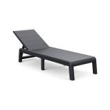 Lettino Prendisole Nero Antracite Finitura a Doghe Peso Supportato 110 kg 58x188x29h cm, Schienale Regolabile - Shawinigan