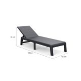 Lettino Prendisole Nero Antracite Finitura a Doghe Peso Supportato 110 kg 58x188x29h cm, Schienale Regolabile - Shawinigan