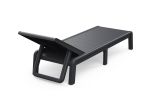 Lettino Prendisole Nero Antracite Finitura a Doghe Peso Supportato 110 kg 58x188x29h cm, Schienale Regolabile - Shawinigan