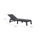Lettino Prendisole Nero Antracite Finitura Quadrettata Peso Supportato 110 kg 58x188x29h cm, Schienale Regolabile - Muccia