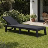Lettino Prendisole Nero Antracite Finitura Quadrettata Peso Supportato 110 kg 58x188x29h cm, Schienale Regolabile - Shawinigan