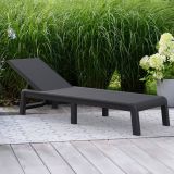 Lettino Prendisole Nero Antracite Finitura Quadrettata Peso Supportato 110 kg 58x188x29h cm, Schienale Regolabile - Shawinigan