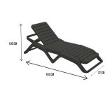 Lettino Prendisole Nero Antracite Peso Supportato 120 kg Materiale Struttura in Plastica 187x71x45h cm, Altezza Seduta 32 cm Made in Italy - Anis