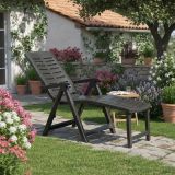 Lettino Prendisole Nero Antracite Pieghevole con Poggiapiedi Peso Supportato 120 kg 60x60x109h cm, Schienale Regolabile Made in Italy - Townley
