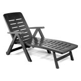 Lettino Prendisole Nero Antracite Ruote Pieghevole 189x72x96h cm, Peso Supportato 120 kg Made in Italy - Noahs