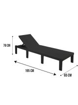 Lettino prendisole schienale regolabile 195x78cm antracite - Ababahi