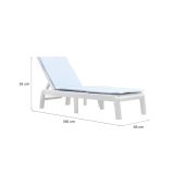 Lettino prendisole Shawinigan, 188x58 h29 cm, Bianco e Blu