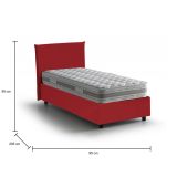 Letto 1 piazza con contenitore rosso 95x205 - Astor
