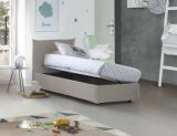 Letto 1 piazza contenitore beige 110x215cm rivestimento in tessuto - Astianatte