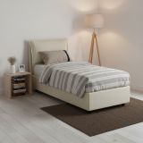 Letto 1 piazza contenitore beige 95x205cm rivestito in tessuto - Aren