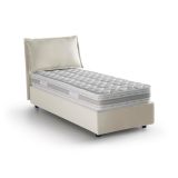 Letto 1 piazza contenitore beige 95x205cm rivestito in tessuto - Aren