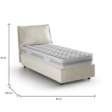 Letto 1 piazza contenitore beige 95x205cm rivestito in tessuto - Aren