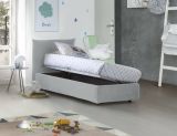 Letto 1 piazza contenitore bianco 110x215cm rivestimento in tessuto - Astianatte