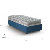 Letto 1 piazza contenitore blu 95x205cm rivestito in tessuto - Agenta