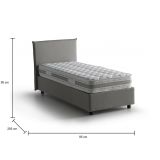 Letto 1 piazza contenitore grigio 95x205cm adatto per materasso 190x80 cm - Aquilla