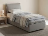 Letto 1 piazza contenitore grigio 95x205cm elegante - Armaduk