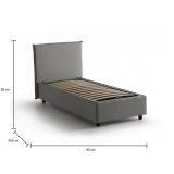 Letto 1 piazza contenitore grigio 95x205cm sfoderabile - Argentino