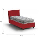 Letto 1 piazza contenitore rosso 95x205cm rivestimento in tessuto - Aquilla