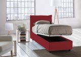 Letto 1 piazza contenitore rosso 95x215cm rivestimento in tessuto - Ancara