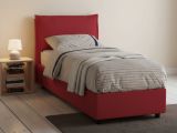 Letto 1 piazza contenitore rosso 95x215cm rivestimento in tessuto - Ancara