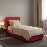 Letto 1 piazza contenitore rosso 95x215cm sfoderabile - Boudicca