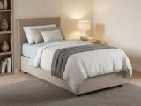 Letto 1 piazza contenitore tortora 95x205cm elegante - Astor