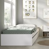 Letto 1 piazza moderno bianco 194x95cm adatto per materasso 90x190 cm - Aka