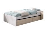 Letto 1 piazza moderno bianco e rovere 194x95cm adatto per materasso 90x190 cm - Neki
