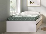 Letto 1 piazza moderno bianco e rovere 194x95cm adatto per materasso 90x190 cm - Neki