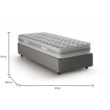 Letto 1 posto con contenitore grigio 95x205cm 2 metri - Abbi