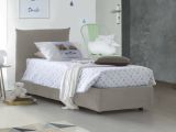 Letto 1 posto contenitore beige 110x215cm rivestito in tessuto - Alisech