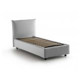 Letto 1 posto contenitore bianco 110x215cm rivestito in tessuto - Alisech